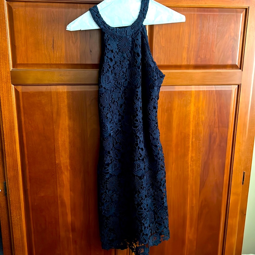 Lulu's Black Floral Crochet Mini Dress